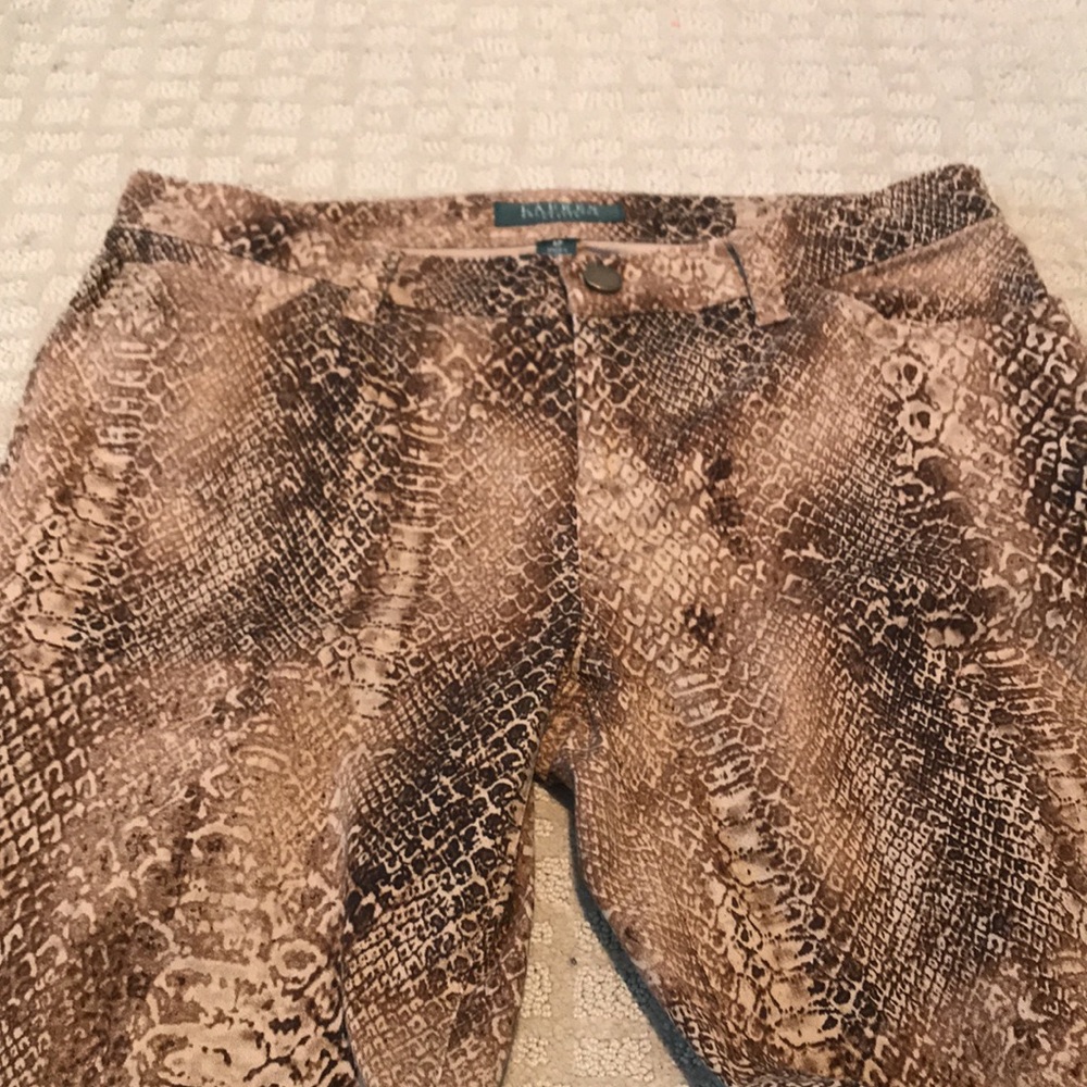 Shades of brown and tan snake skin print Ralph Lauren pants
